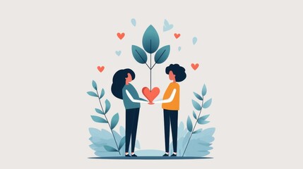Empathy: Compassion, person showing compassion to another, flat design illustration