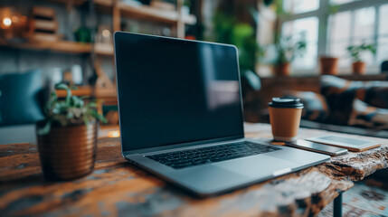 Graph of increasing stock prices on laptop, business success, professional office, financial growth, clear data visualization, high-definition screen