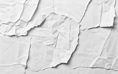 Fototapeta premium Crumpled white paper texture background, perfect for design or text overlay. Ideal for themes of imperfections, creativity, and originality.