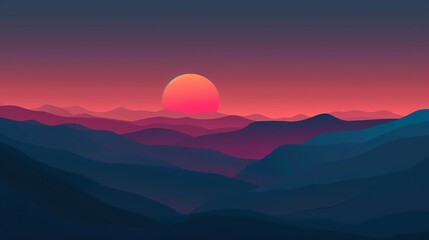 A beautiful landscape of a mountain range at sunset