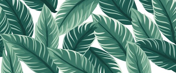 Lush Green Tropical Leaf Pattern.