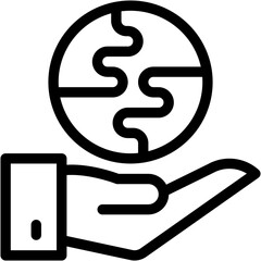 Vector Icon Save the Planet, Go Green, Hand, Ecology and Environment, World, Earth