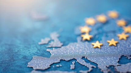 Fototapeta premium blue map of european union, symbolize with european union flag