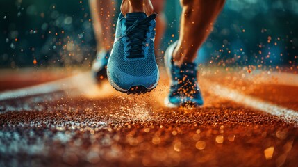 Sprinters Start, A sprinters feet leaving the starting blocks, capturing the explosive power and speed