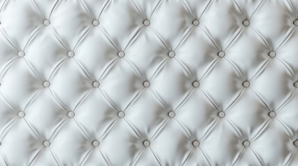 Close-up of a luxurious white leather tufted surface with buttons, creating a sophisticated and elegant texture background.