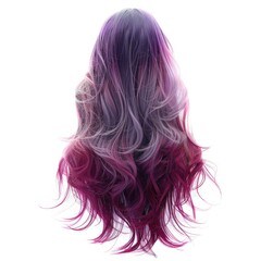 Naklejka premium Bohemian Artist Vibe - Long Layered Ombre Wig Front View on White Background, back view