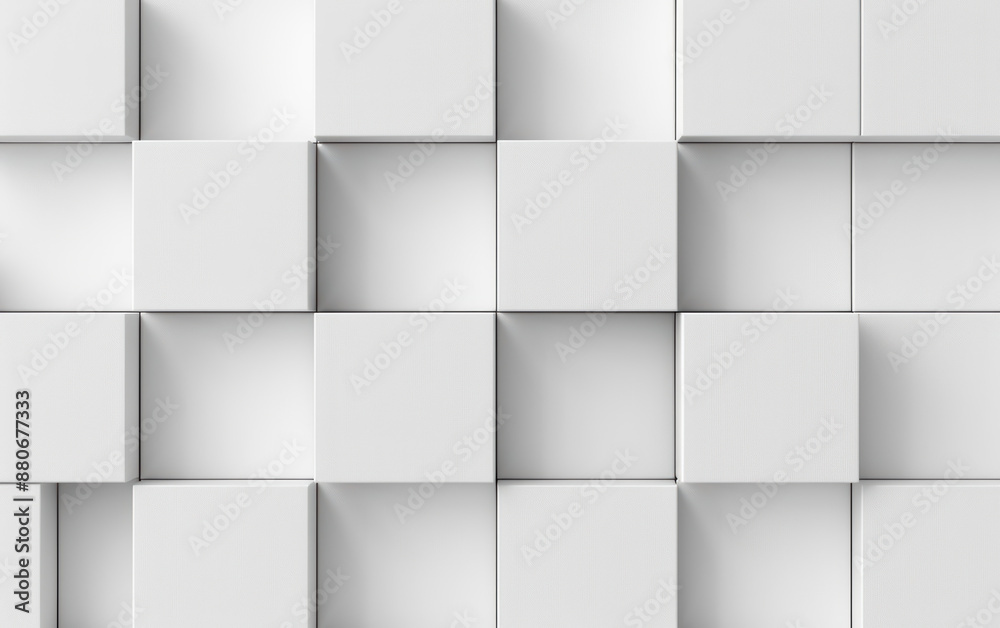Poster abstract white geometric pattern composed of stacked cubes creating a modern and minimalistic design
