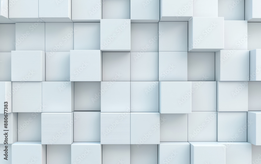Poster abstract white cubic pattern background. geometric blocks creating a modern and minimalistic texture