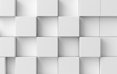 Obraz premium Abstract white geometric pattern composed of stacked cubes creating a modern and minimalistic design background. Perfect for digital and graphic projects.