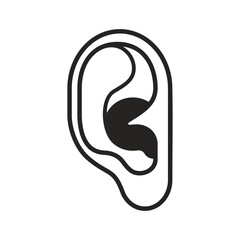 Human ear isolated. Body part symbol