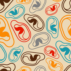 Human Ear pattern seamless. Ears background.