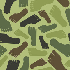 feet Military pattern seamless. Army legs background. Soldier's footprints texture. khaki protective ornament
