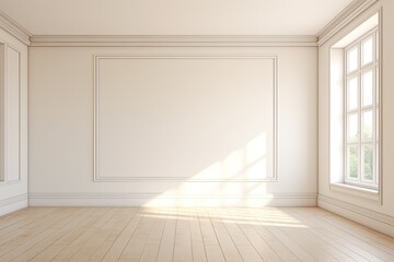 Fototapeta premium Empty Room with White Walls and Wooden Floor.