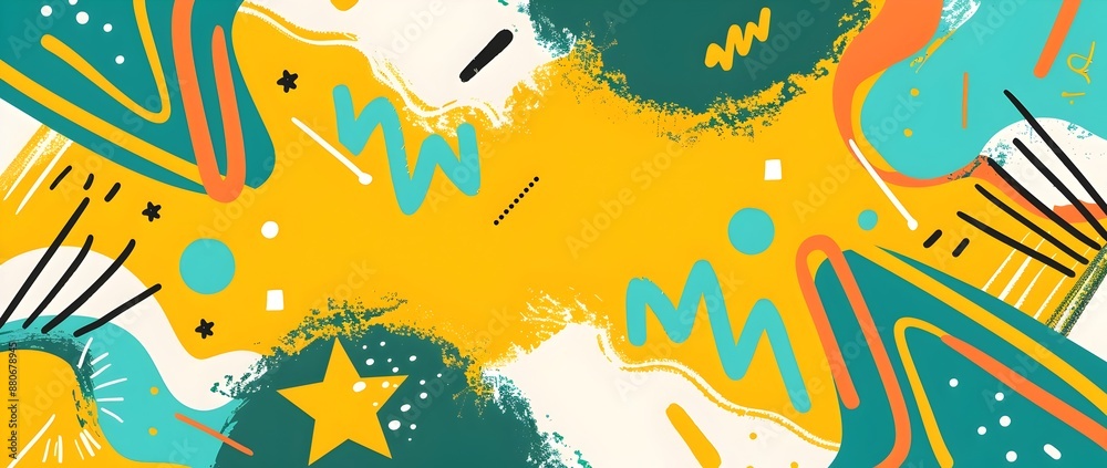 Poster Energetic Sporty Background with Doodle Border and Speed Motion Design