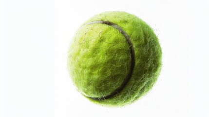 A tennis ball with a hole in its center, suitable for use in sports or art projects