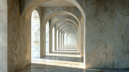 Obraz premium Repeating archways in a corridor, an architectural vanishing point