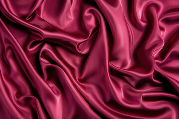 Obraz premium Lustrous red satin fabric creates luxurious, cascading folds. Perfect for backgrounds, fashion, and decor, showcasing rich color and smooth texture.