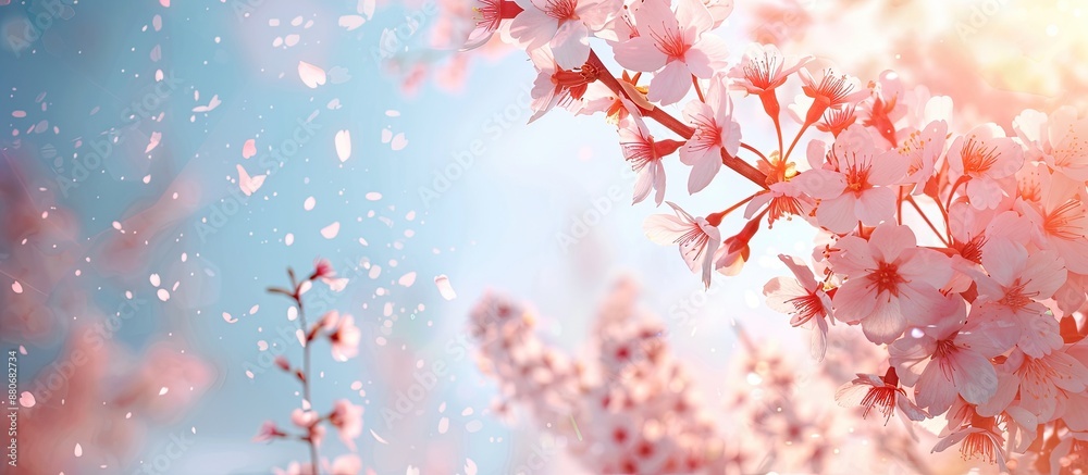 Leinwandbilder spring features a blossoming sakura tree adorned with pink flowers creating a serene copy space imag
