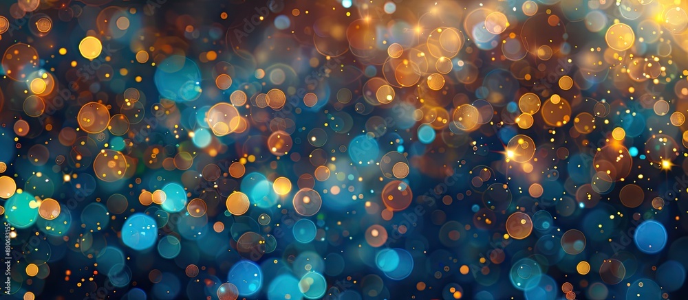 Fototapete Defocused glittery lights make an abstract bokeh background perfect for Christmas New Year and parties with a pattern concept for a banner with copy space image