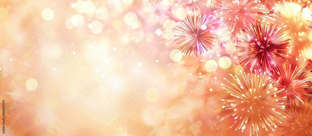 Poster celebrate new year with fireworks in an abstract holiday background with room for text perfect for a