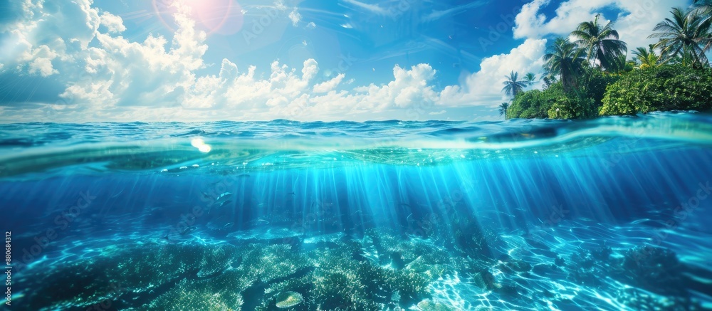 Poster background of a tropical sea with room for a copy space image