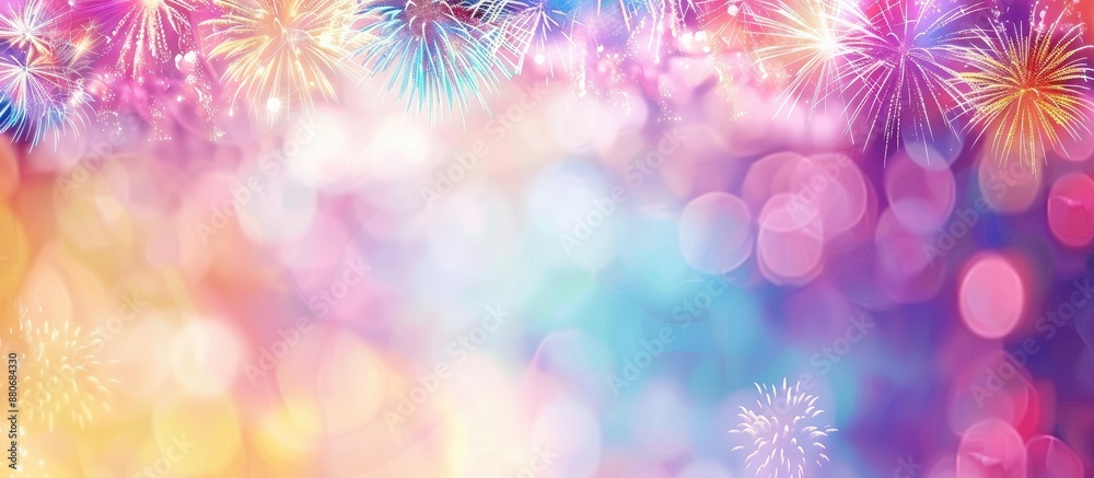 Poster celebrate new year with fireworks against a blank backdrop for a festive and abstract copy space ima