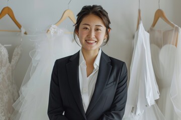 Female stylist Successful Fashion Business, Beautiful Asian young woman in office of fashion designer.