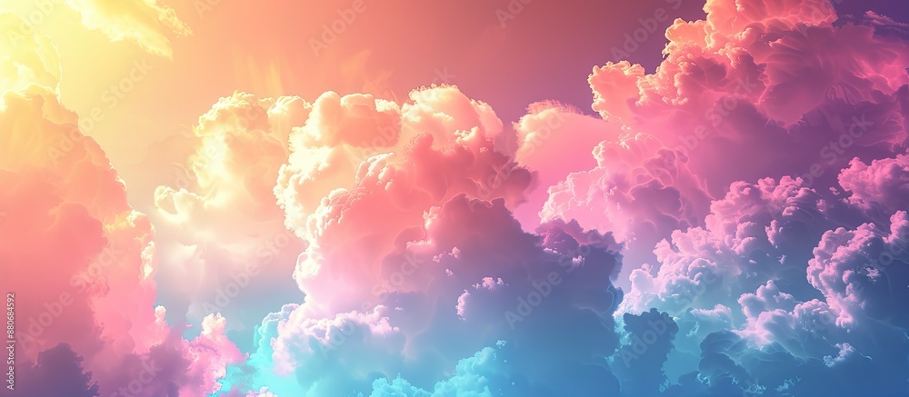 Poster Clouds casting various colored shadows with a blank area for inspirational or themed text in the image. copy space available