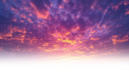Vibrant sunset sky with purple and orange clouds evening scenery transparent background