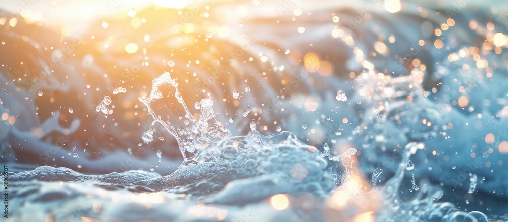 Aufkleber blurry white water with splashes and bubbles creates a trendy abstract nature background in sunlight