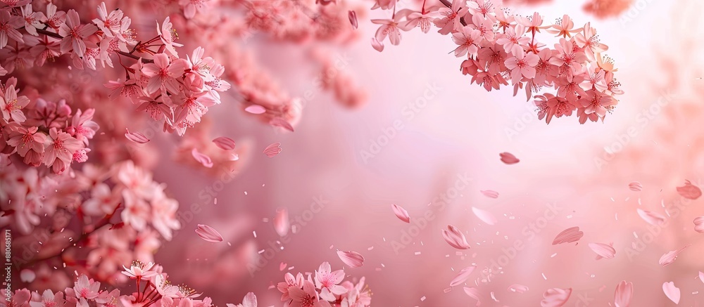 Leinwandbilder spring features a blossoming sakura tree adorned with pink flowers creating a serene copy space imag