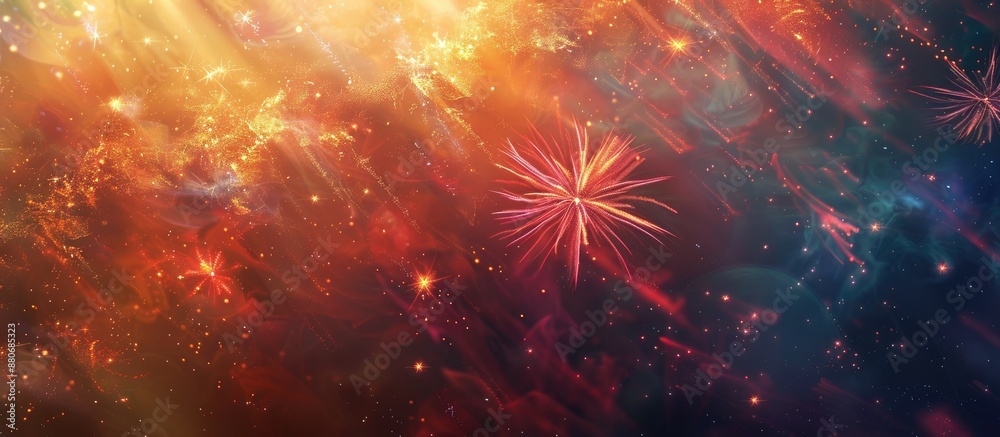 Poster celebrate new year with fireworks in an abstract holiday background with room for text perfect for a