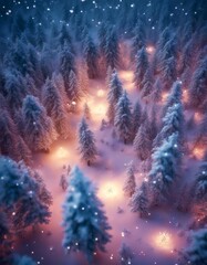 aerial ai colorful snowy yeti serene view nighttime snowflakes forest breathtaking fantasy creature glowing friendly generative snowflake touch creatures captured hours