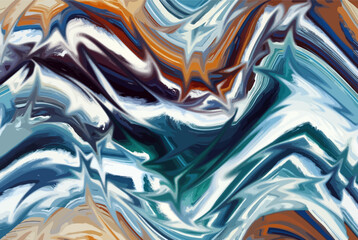 Colorful bright painted vector background of wavy lines. creative brush stroke art. marble, canvas, geometric pattern, scarf, rug, pillow, fabric, kerchief prints etc. illustration vector image