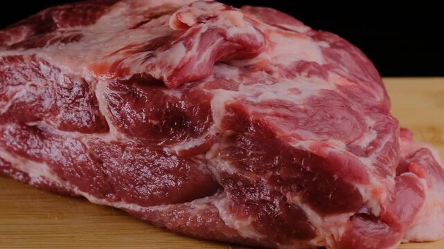 a piece of pork steak in close-up