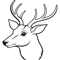Deer head line art vector illustration – perfect for cartoons, clipart, and stylish designs.