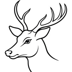 Deer head line art vector illustration – perfect for cartoons, clipart, and stylish designs.