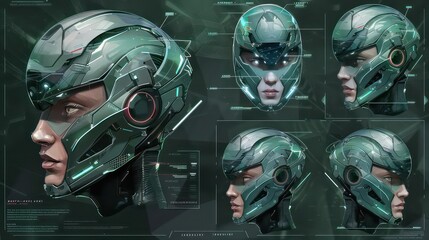 Fototapeta premium A woman's head with a helmet on it