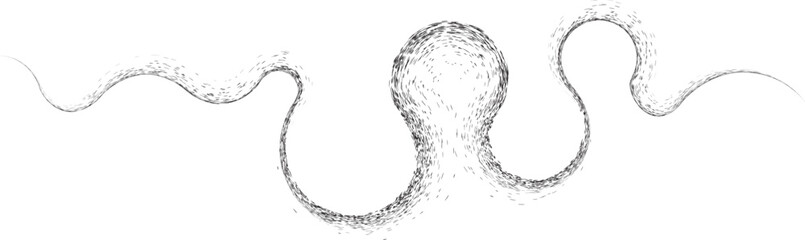 Curved Dry Brush Stroke . Chinese calligraphy . Japanese style . Snake logo. Asian design elements . Looped brush line . Vector