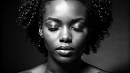 Fototapeta premium black and white portrait of a black woman
