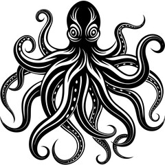 abstract octopus with fluid tentacles 2 Vector Design and illustration