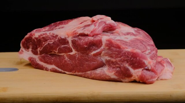 a piece of pork steak in close-up
