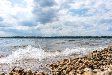 A beautiful summer's day at Lake Cospuden in Leipzig, Germany