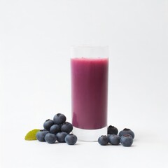 Blueberry fruit juice in a glass isolated on white background