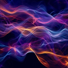 Abstract Wallpaper Featuring Colorful Streamlined Brainwave Theme with Artistic Aesthetic Neon Lights: Capturing the Essence of Electroencephalogram and Heartbeat Sensation, Perfect for High-Resolutio