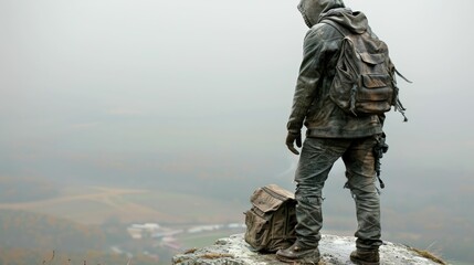 A Solitary Figure on a Mountaintop