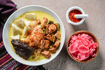 Lontong sayur or vegetable rice cake is an Indonesian traditional rice dish