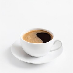 Fototapeta premium Coffe in a white cup isolated on white background