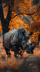 Fototapeta premium World Rhino Day. rhinoceros in the wild.