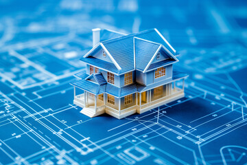 Blueprint of modern house, bussiness architecture, construction plan of the house